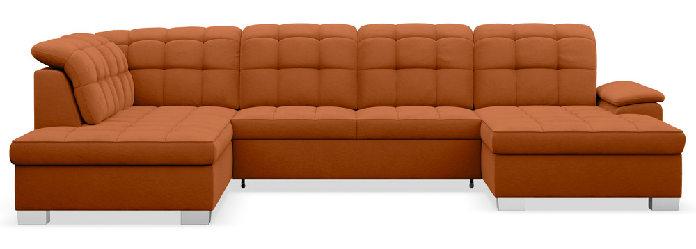 SELSEY Narożnik z funkcją spania Jamaal U-kształtny prawostronny z pojemnikiem miedziany welur hydrofobowy