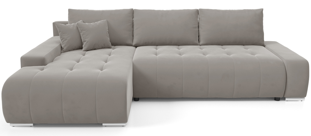 SELSEY Narożnik z funkcją spania Magliano L-kształtny lewostronny z pojemnikiem beżowy welur