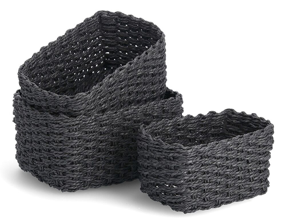 SELSEY Zestaw 3 koszy Stanney czarne