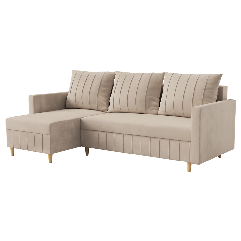 SELSEY Narożnik z funkcją spania Morpreses L-kształtny z pojemnikiem uniwersalny beżowy