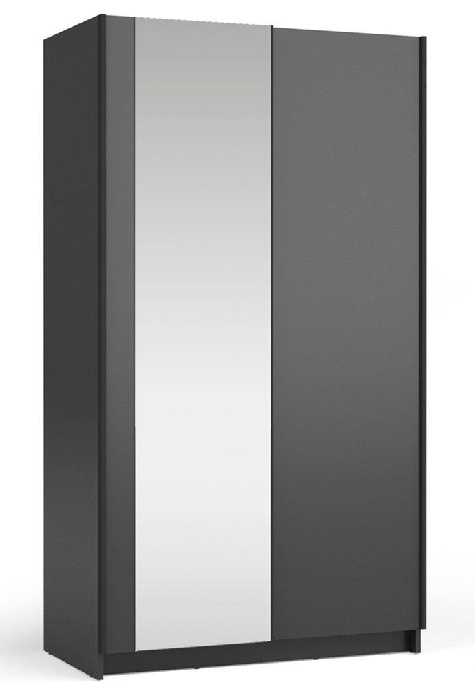 SELSEY Szafa przesuwna Fiaso dwudrzwiowa z lustrem 100 cm czarna