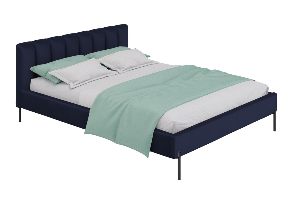 SELSEY Łóżko tapicerowane 180x200 cm Milanno granatowe welur
