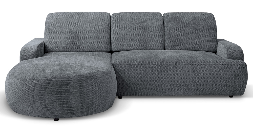 SELSEY Narożnik z funkcją spania Parma L-kształtny lewostronny z pojemnikiem szary plecionka hydrofobowa