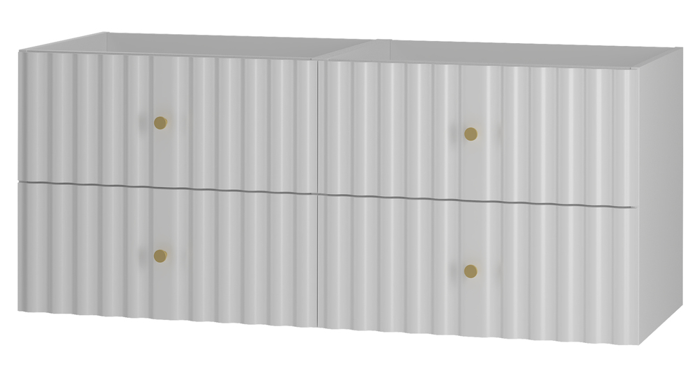 SELSEY Zestaw łazienkowy z dwiema szafkami pod umywalkę Aqua 120 cm ryflowane fronty biały mat