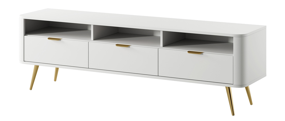 SELSEY Szafka RTV Oval 160 cm z wnękami Biała