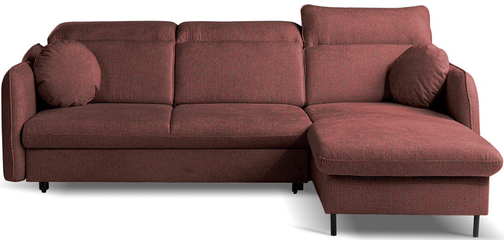 SELSEY Narożnik z funkcją spania Belvo L-kształtny prawostronny z regulowanymi zagłówkami i pojemnikiem miedziany szenil hydrofobowy łatwoczyszczący