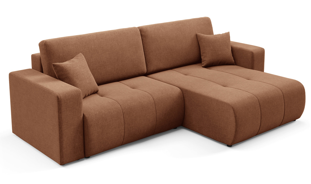 SELSEY Narożnik z funkcją spania Wind L-kształtny uniwersalny z pojemnikiem miedziany szenil