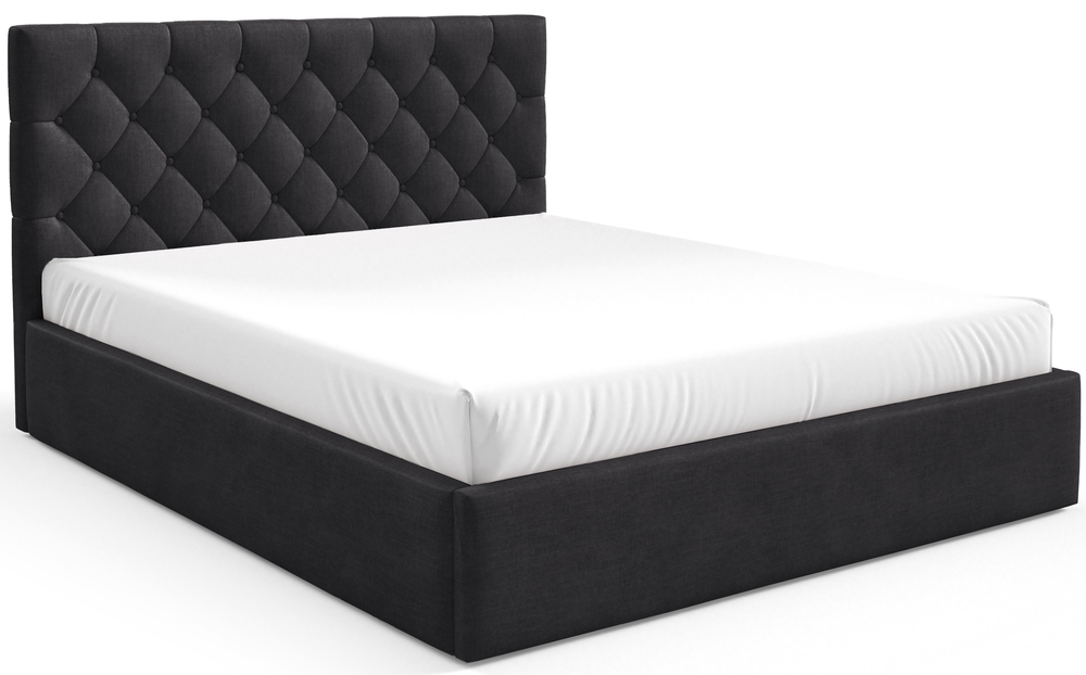 SELSEY Łóżko tapicerowane 160x200 cm Aurevia z pojemnikiem grafitowe welur