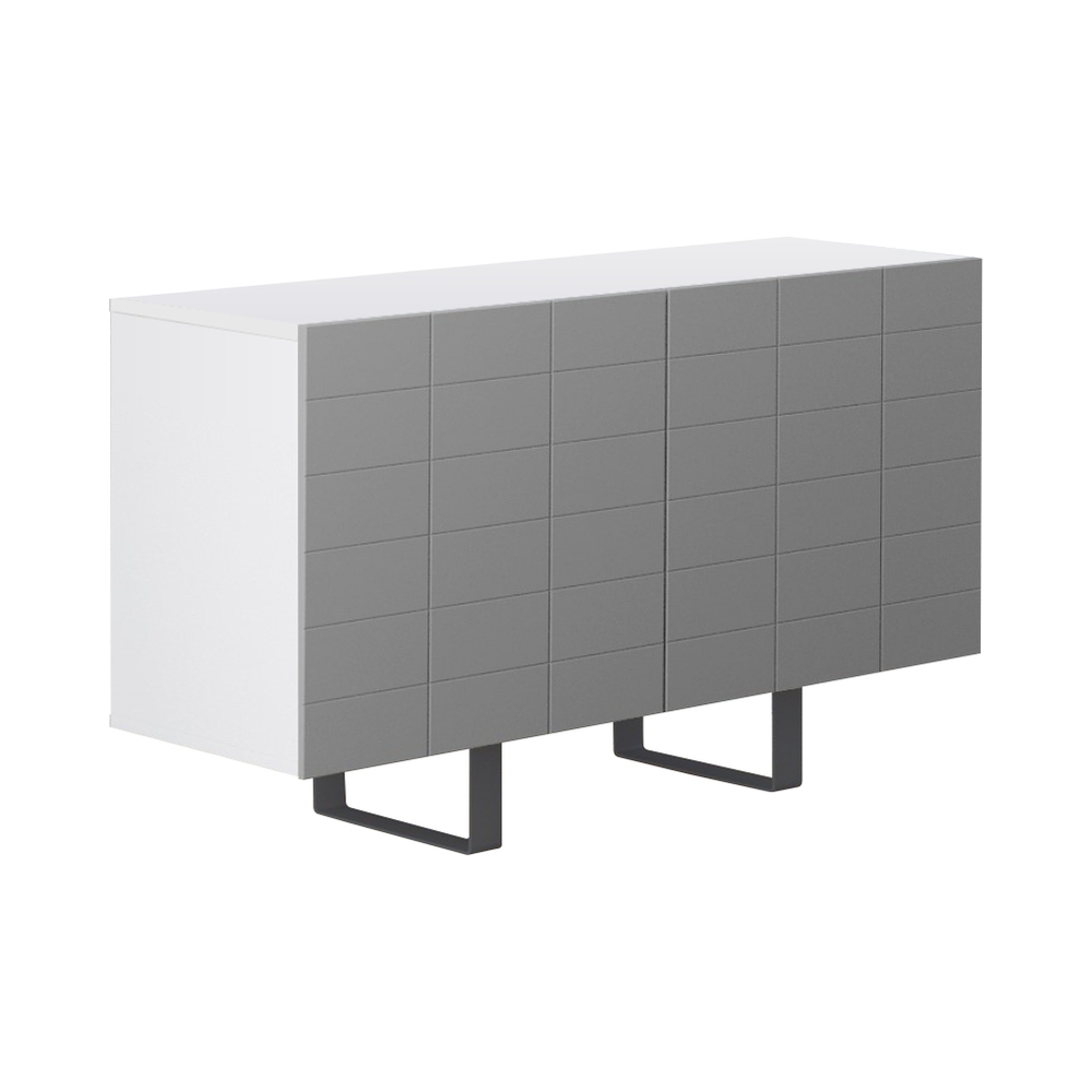 SELSEY Włoska komoda dwudrzwiowa Antoinettie 110 cm z przetworzonych butelek PET Biały/Szary