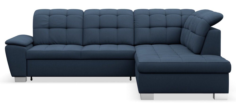 SELSEY Narożnik z funkcją spania Jamaal L-kształtny prawostronny z pojemnikiem granatowy plecionka