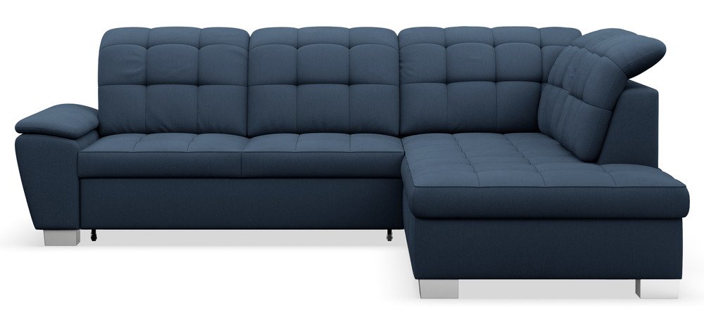 SELSEY Narożnik z funkcją spania Jamaal L-kształtny prawostronny z pojemnikiem granatowy plecionka