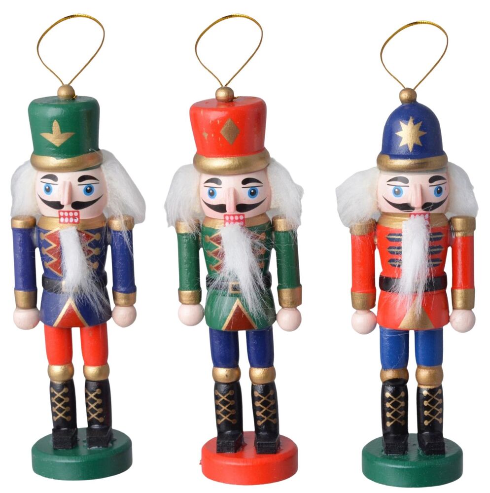 SELSEY Zestaw trzech ozdób choinkowych Emisine kolorowe dziadki do orzechów