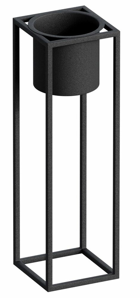 SELSEY Doniczka Frequis na stojaku metalowa czarna