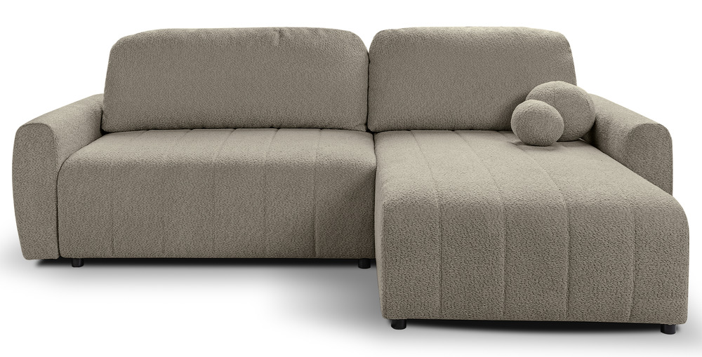 SELSEY Narożnik z funkcją spania Sigaru L-kształtny uniwersalny z pojemnikiem szarobeżowy boucle