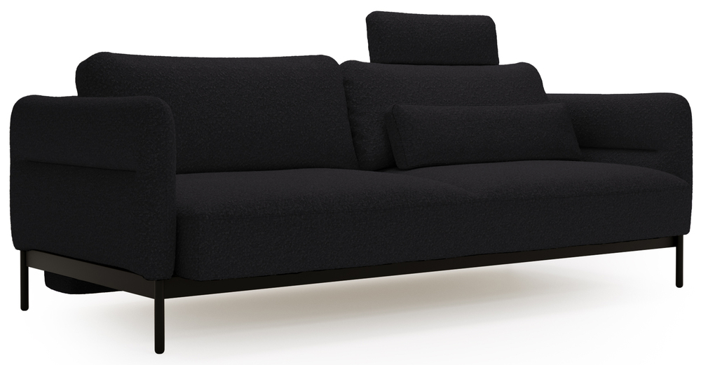 SELSEY Kanapa rozkładana trzyosobowa Solianero czarna szenil