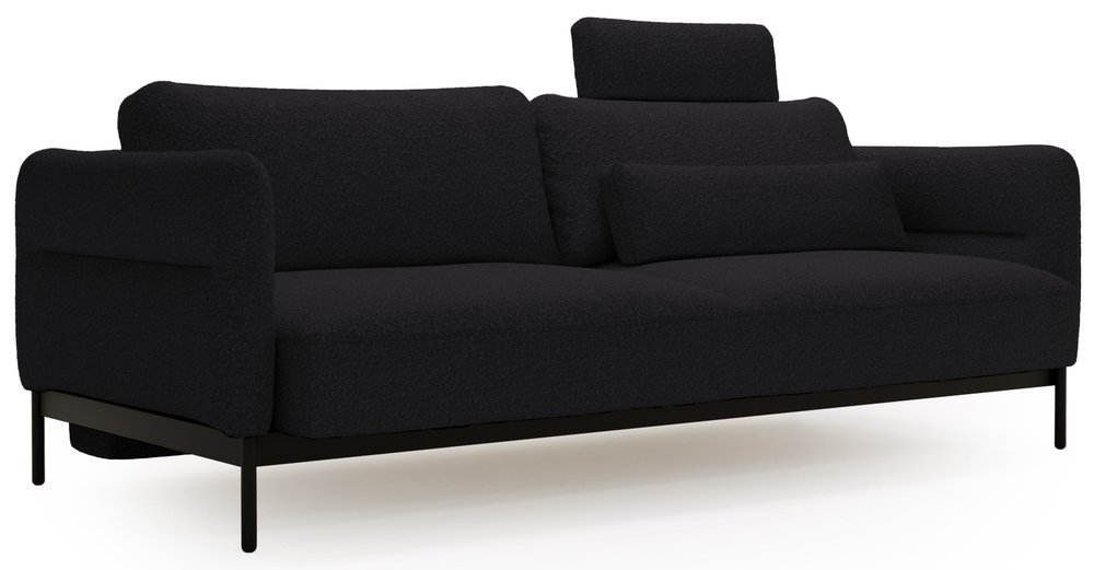 SELSEY Kanapa rozkładana trzyosobowa Solianero czarna szenil