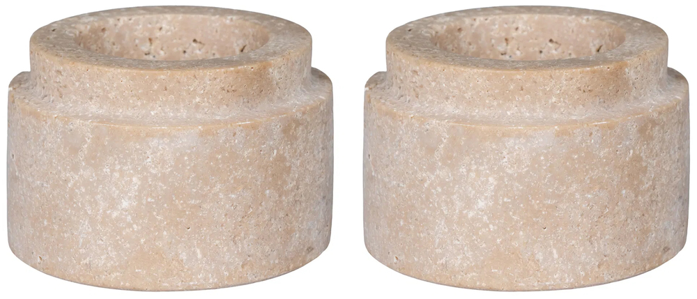 SELSEY Zestaw dwóch świeczników na tealighty Capity trawertyn