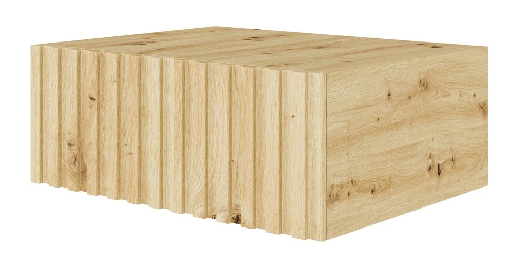 SELSEY Szafka nocna wisząca Telire 50 cm z szufladą i lamelowym frontem dąb artisan