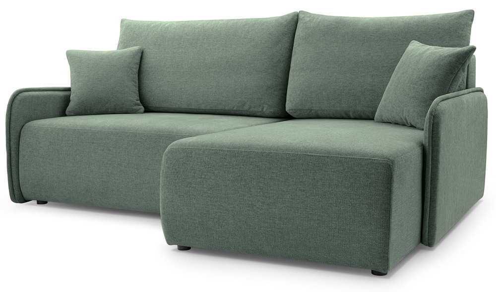 SELSEY Narożnik z funkcją spania Netarro L-kształtny prawostronny z pojemnikiem szałwiowy szenil