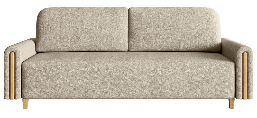 SELSEY Kanapa rozkładana trzyosobowa Majla z pojemnikiem beżowa plecionka hydrofobowa