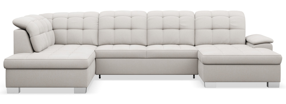 SELSEY Narożnik z funkcją spania Jamaal U-kształtny prawostronny z pojemnikiem kremowy plecionka