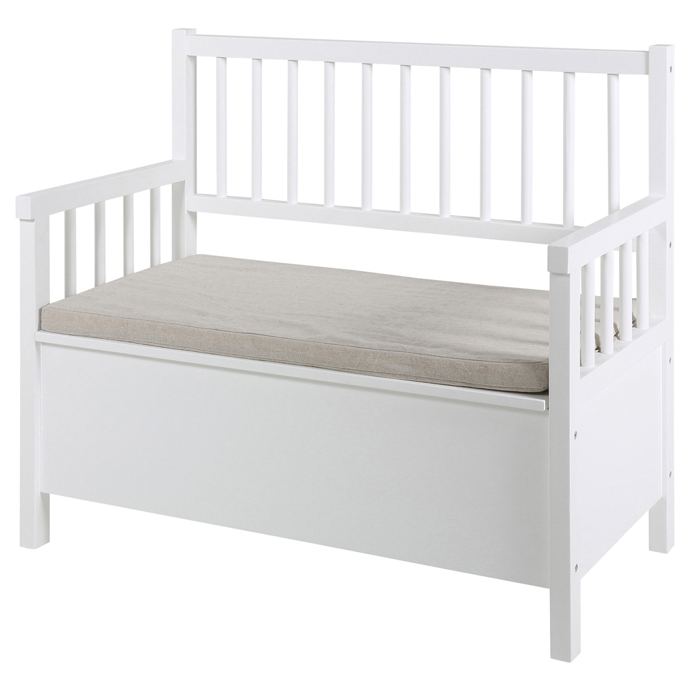 SELSEY Ławka do przedpokoju Kotoriba 48x90 cm biała z oparciem i schowkiem