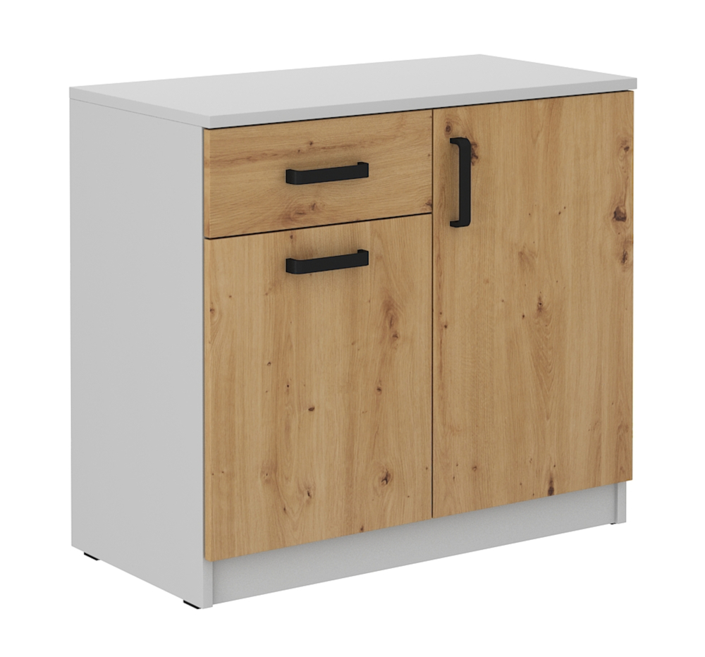 SELSEY Komoda dwudrzwiowa Stundly z szufladą Szary/Dąb artisan