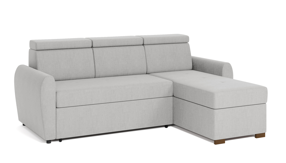 SELSEY Narożnik z funkcją spania Diuno L-kształtny szary z pojemnikiem welur łatwoczyszczący uniwersalny