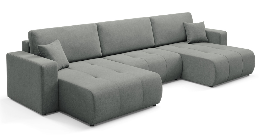 SELSEY Narożnik z funkcją spania Wind U-kształtny uniwersalny z pojemnikiem ciemnoszary szenil