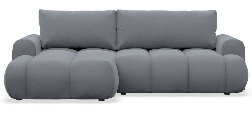 SELSEY Narożnik z funkcją spania Ombo Mini L-kształtny lewostronny z pojemnikiem szary welur hydrofobowy