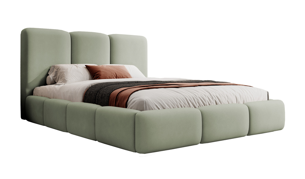 SELSEY Łóżko tapicerowane 160x200 cm Bauro z pojemnikiem z metalowym stelażem szałwiowe welur