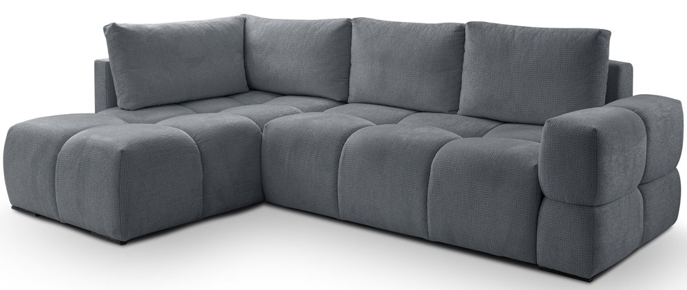 SELSEY Narożnik z funkcją spania Taremi L-kształtny uniwersalny z pojemnikiem ciemnoszary szenil hydrofobowy