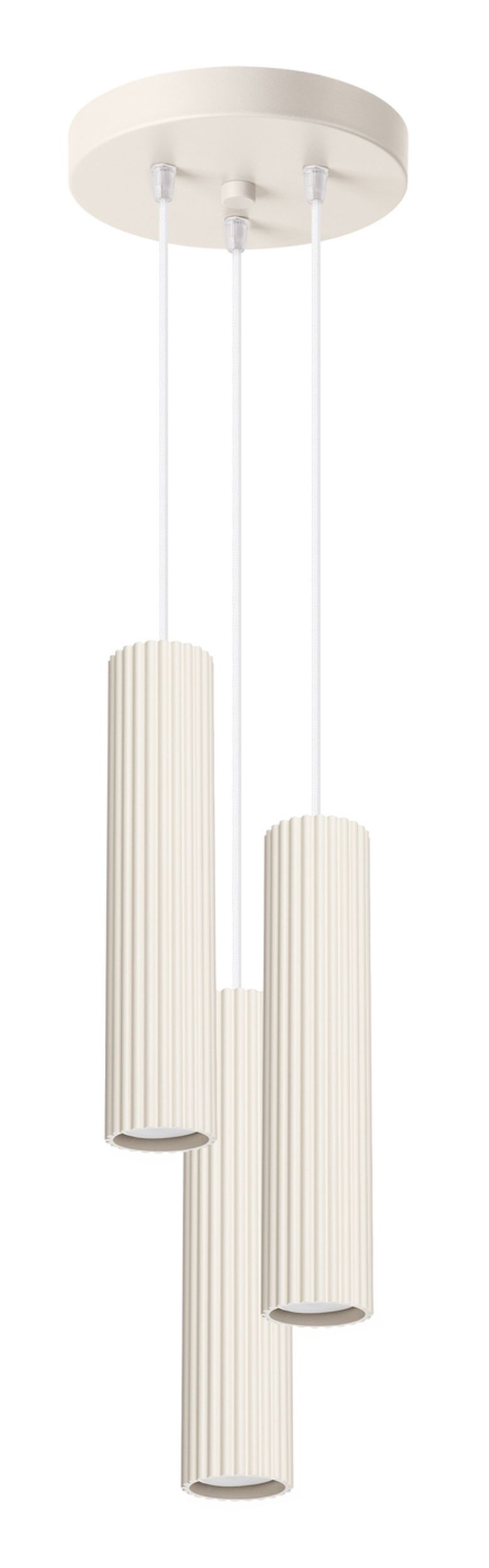 SELSEY Lampa wisząca Karbon x3 beżowa na okrągłej podsufitce