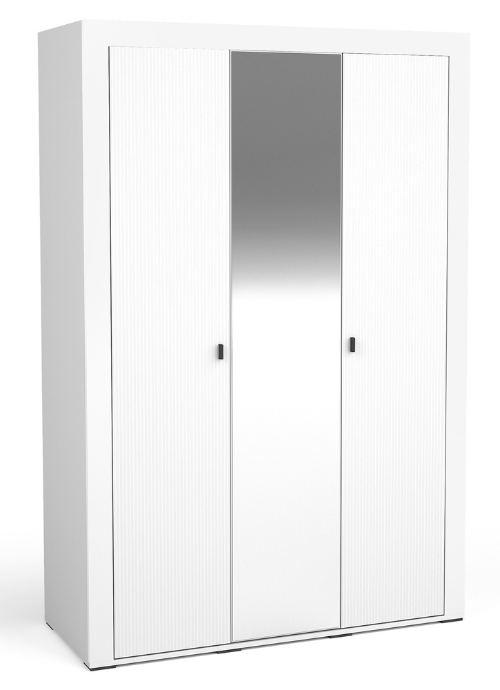 SELSEY Szafa trzydrzwiowa Lammila z lustrem 132 cm biały