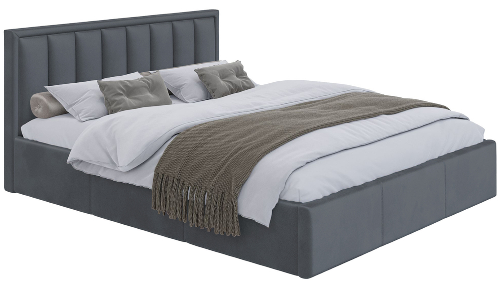 SELSEY Łóżko tapicerowane 180x200 cm Munno z pojemnikiem i metalowym stelażem stalowy welur