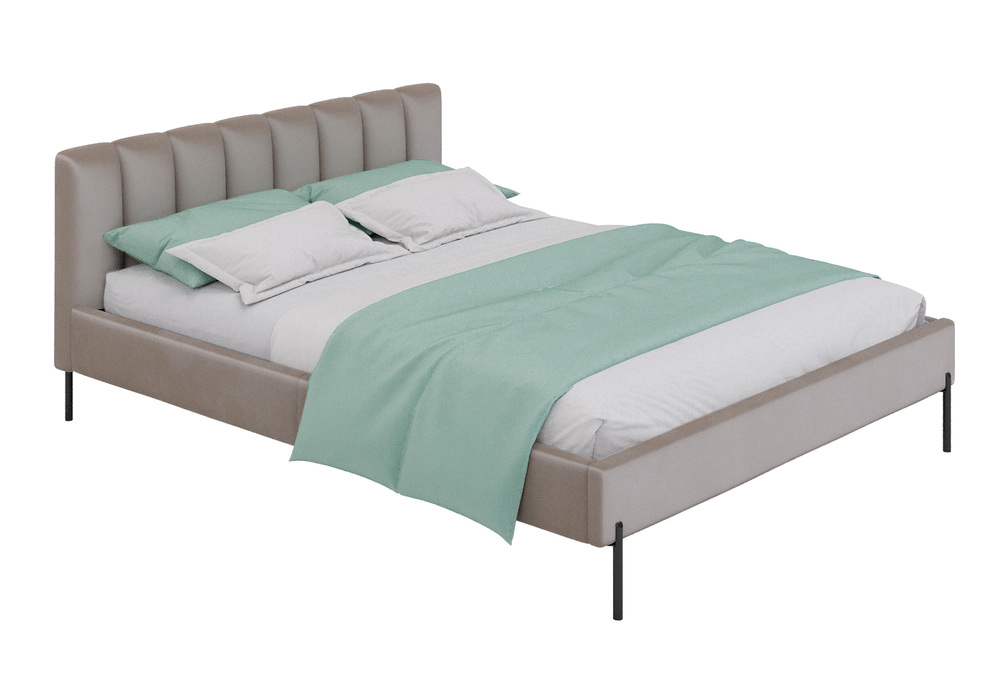 SELSEY Łóżko tapicerowane 140x200 cm Milanno szarobeżowe welur