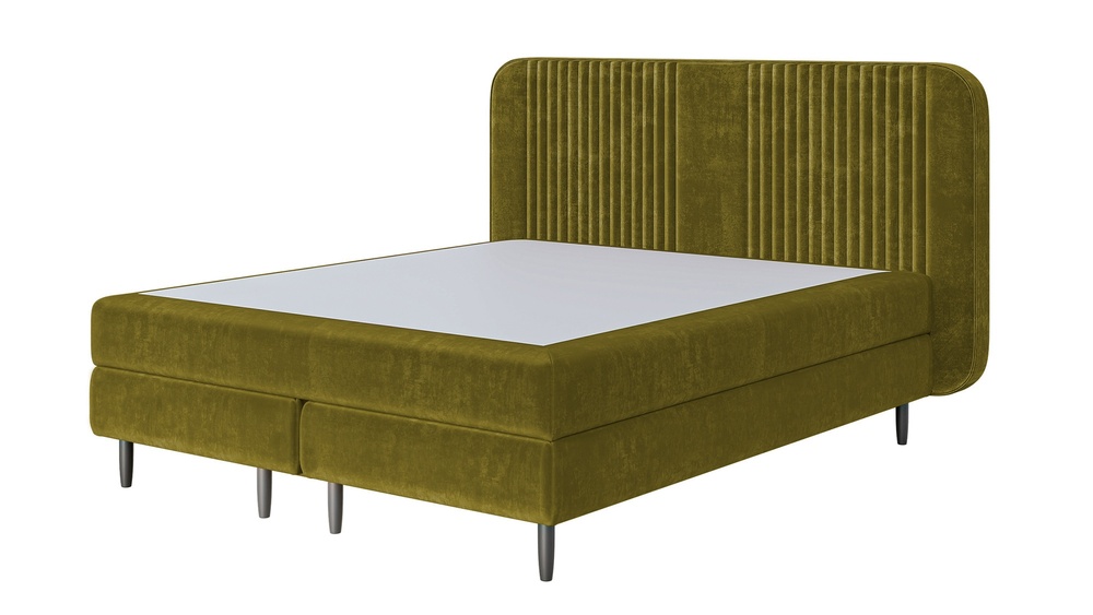 SELSEY Łóżko kontynentalne 180x200 cm Palmori oliwkowe welur hydrofobowy