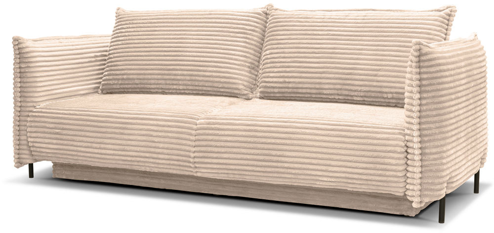 SELSEY Kanapa rozkładana trzyosobowa Amalfi z pojemnikiem ciemnokremowa gruby sztruks