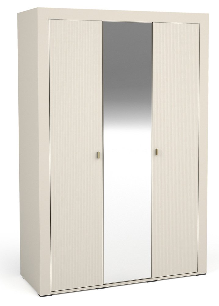 SELSEY Szafa trzydrzwiowa Lammila z lustrem 132 cm szary beż