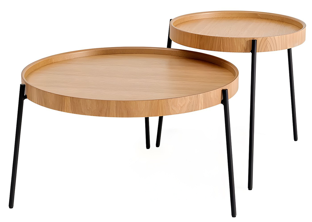 SELSEY Zestaw dwóch stolików Bitouss brązowe/czarne