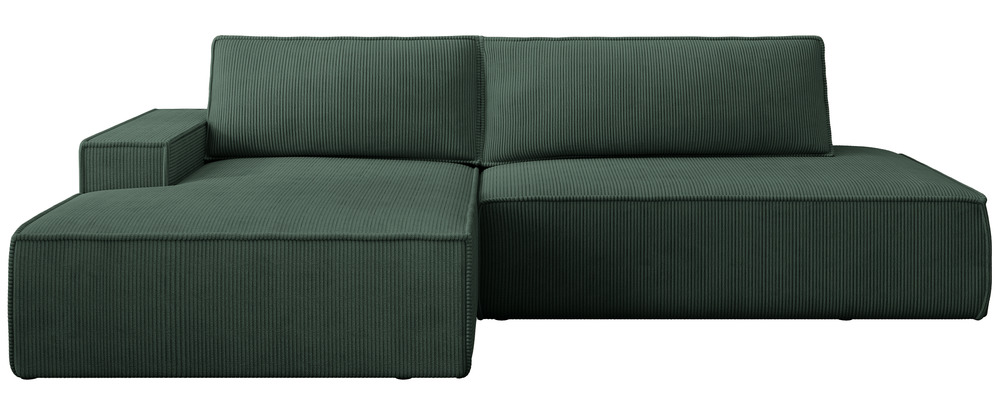 SELSEY Narożnik z funkcją spania Felicjo L-kształtny lewostronny z pojemnikiem ciemnozielony sztruks