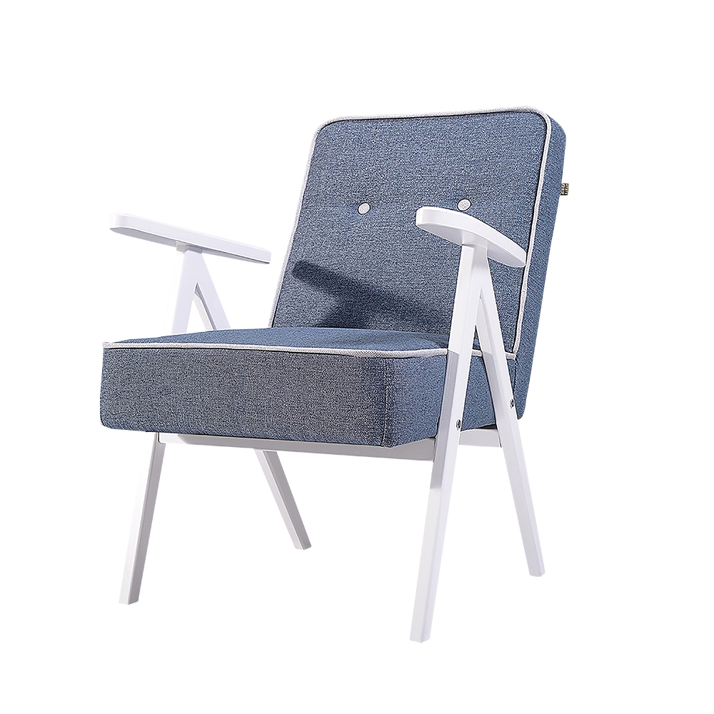 SELSEY Fotel MidCentury niebiesko jasnoszary łatwoczyszczący