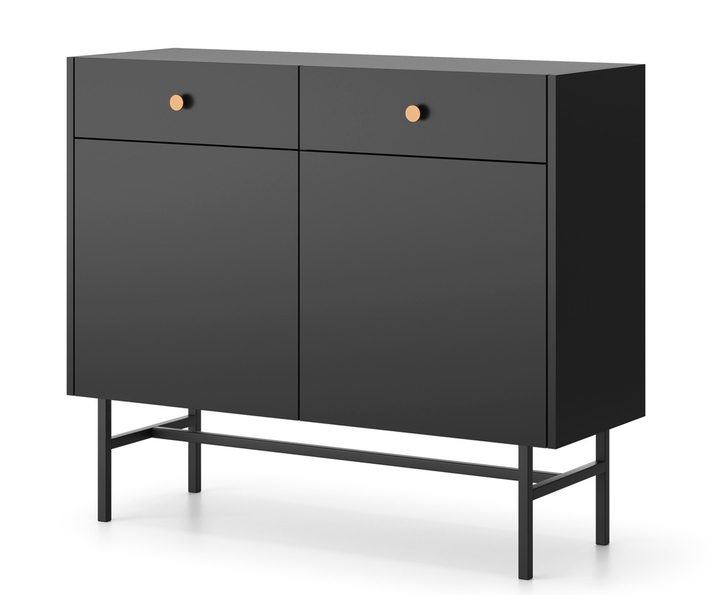 SELSEY Komoda dwudrzwiowa Divenos z szufladami 104 cm Czarna