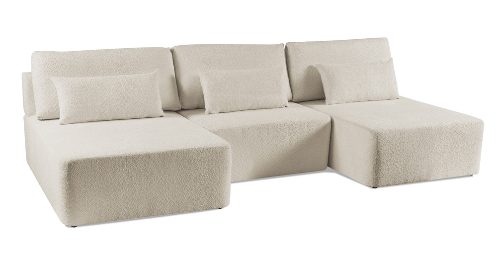 SELSEY Narożnik z funkcją spania Moduliano U-kształtny z pojemnikiem uniwersalny beżowy boucle