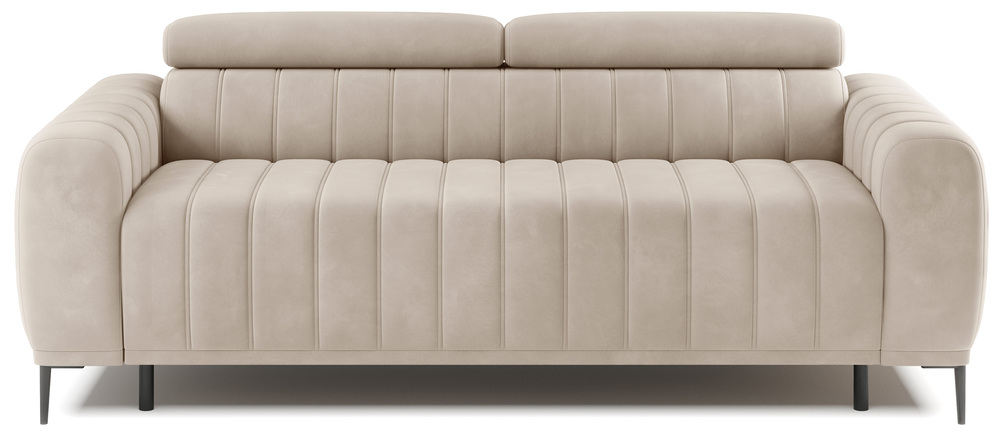 SELSEY Kanapa rozkładana trzyosobowa Gandi jasnobeżowy welur stelaż włoski