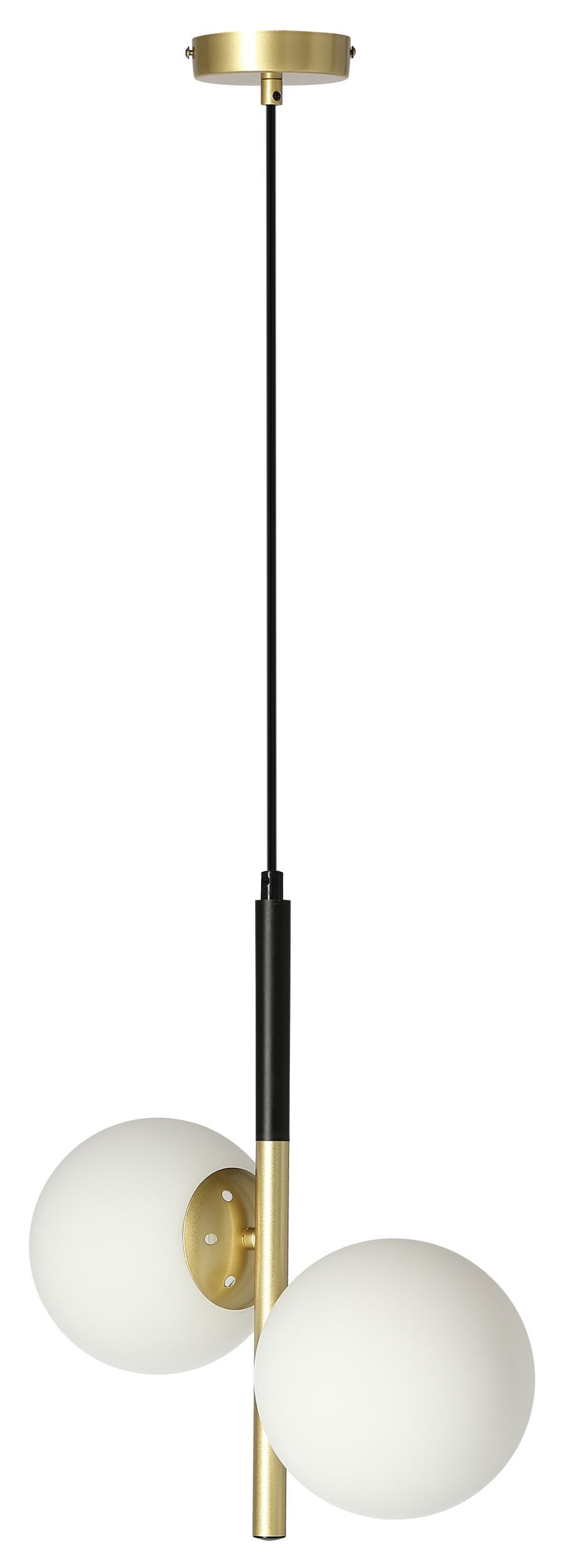 SELSEY Lampa wisząca Duo x2 czarno-złota z białymi kloszami