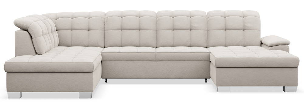 SELSEY Narożnik z funkcją spania Jamaal U-kształtny prawostronny z pojemnikiem szarobeżowy welur hydrofobowy