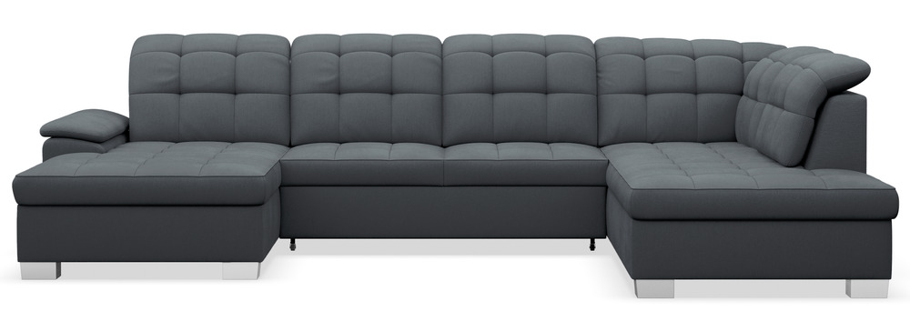 SELSEY Narożnik z funkcją spania Jamaal U-kształtny lewostronny z pojemnikiem ciemnoszary plecionka