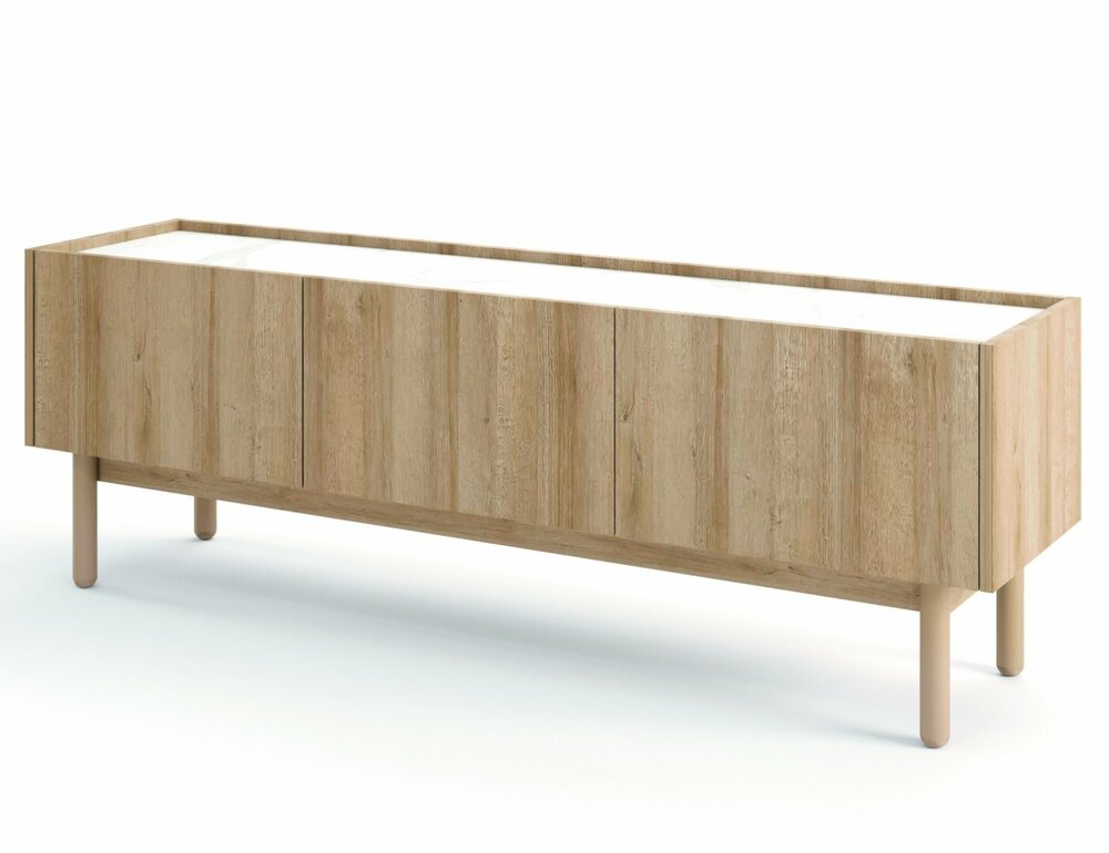 SELSEY Szafka RTV Loppi 144 cm dąb riviera / marmur bianco