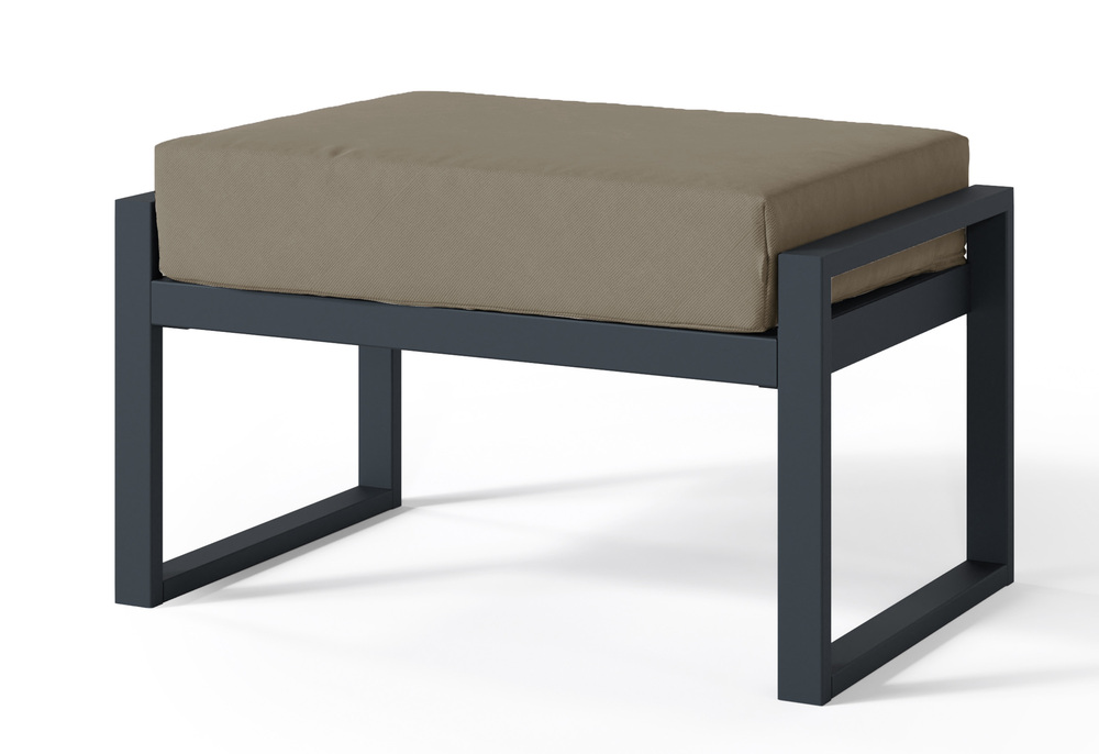 SELSEY Pufa ogrodowa Dywilly w tkaninie hydrofobowej jasnobrązowy/ czarny stelaż